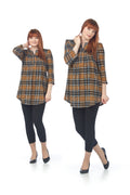 BROWN Check Pleated Tunic