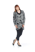 BLKGR Velvet Floral Crossover Tunic with Cowl Neck
