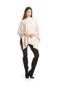 BLUSH Soft Stretchy Poncho Sweater w Cable Knit Design