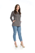 CHARC Waffle Knit Cowl Neck Tunic  with Pockets
