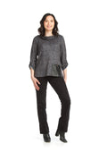 NAVY Knit Cowl Neck Tunic w Faux Leather Patch Pocket