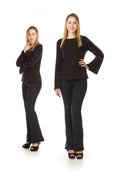 BLACK Flute Sleeve Sweater with Peal Accents
