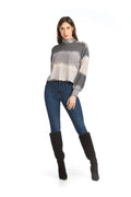 GREY Tie Dye Stripe Turtle Neck Sweater