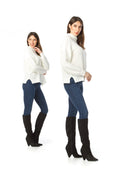 CREAM Ribbed Mock Neck Sweater