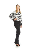BLKWH Fuzzy Zebra Print Sweaater