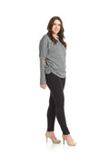 BLKWH Stretchy Heathered Sweater with Ruched Sides