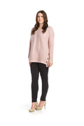 PINK Soft Ribbed Sweater with Side Button Detail