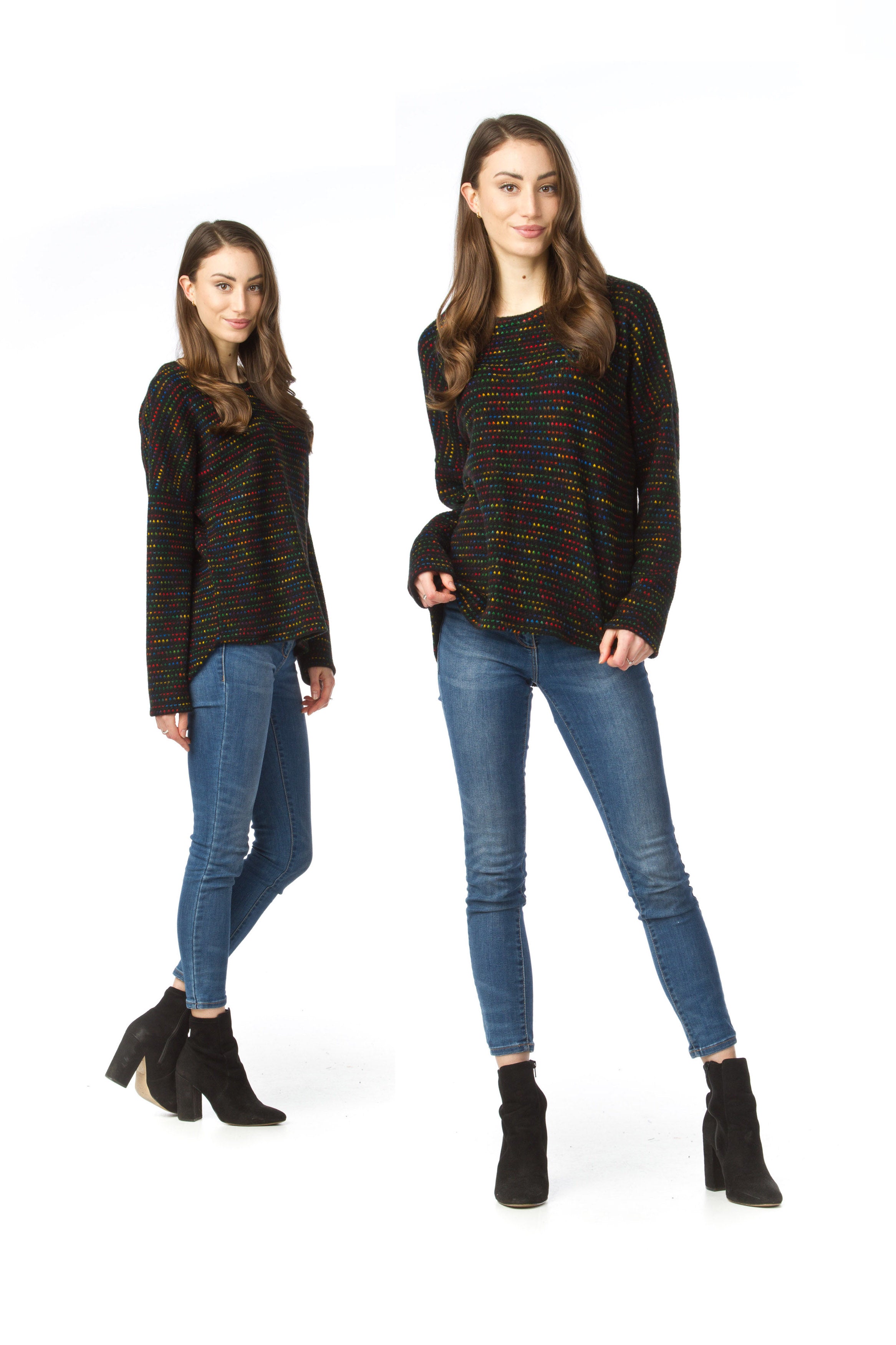 BLACK Multicolor Knit High Low Sweater