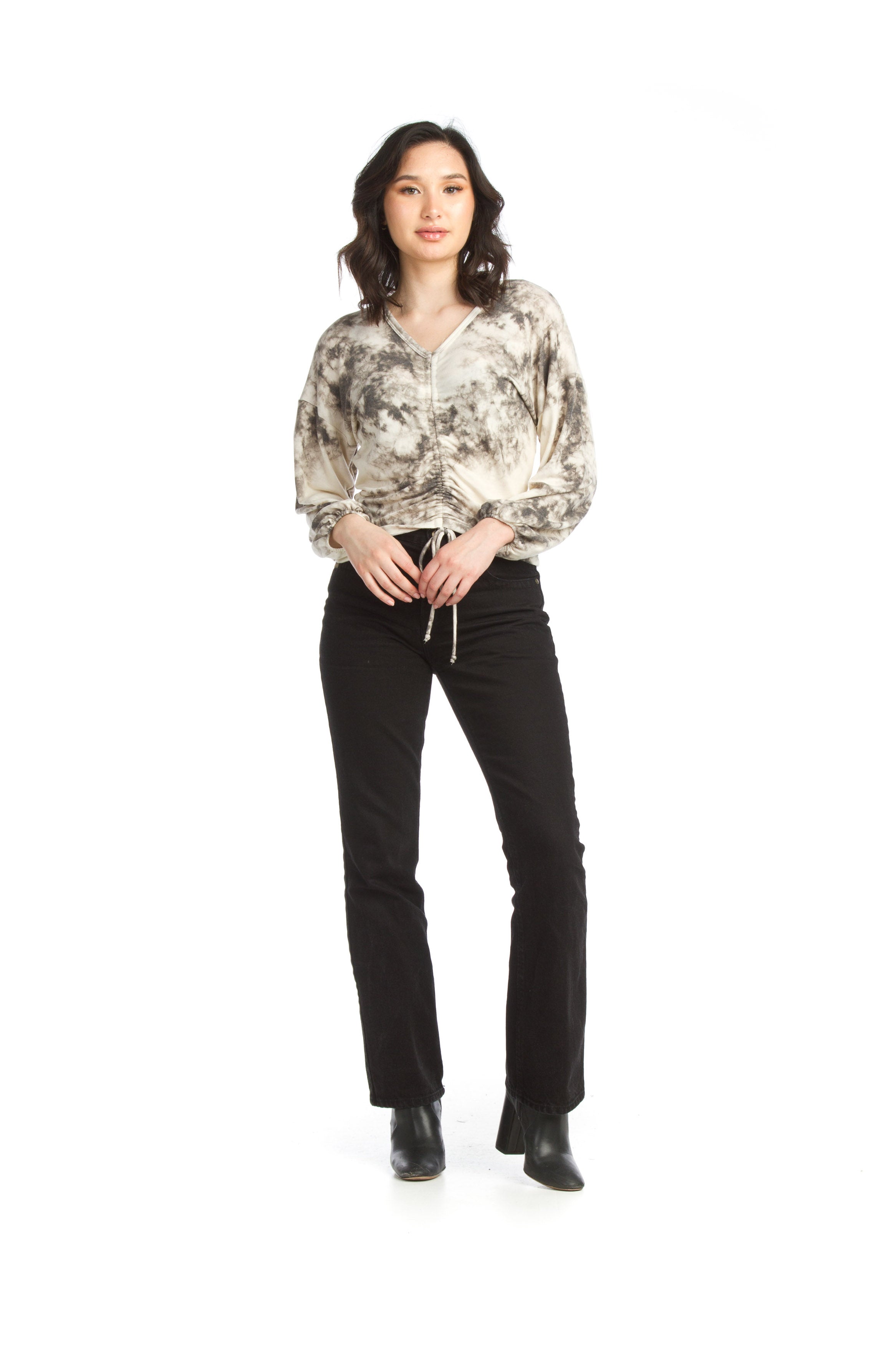 BLKBG Tie Dye Ruched Drawstring Top