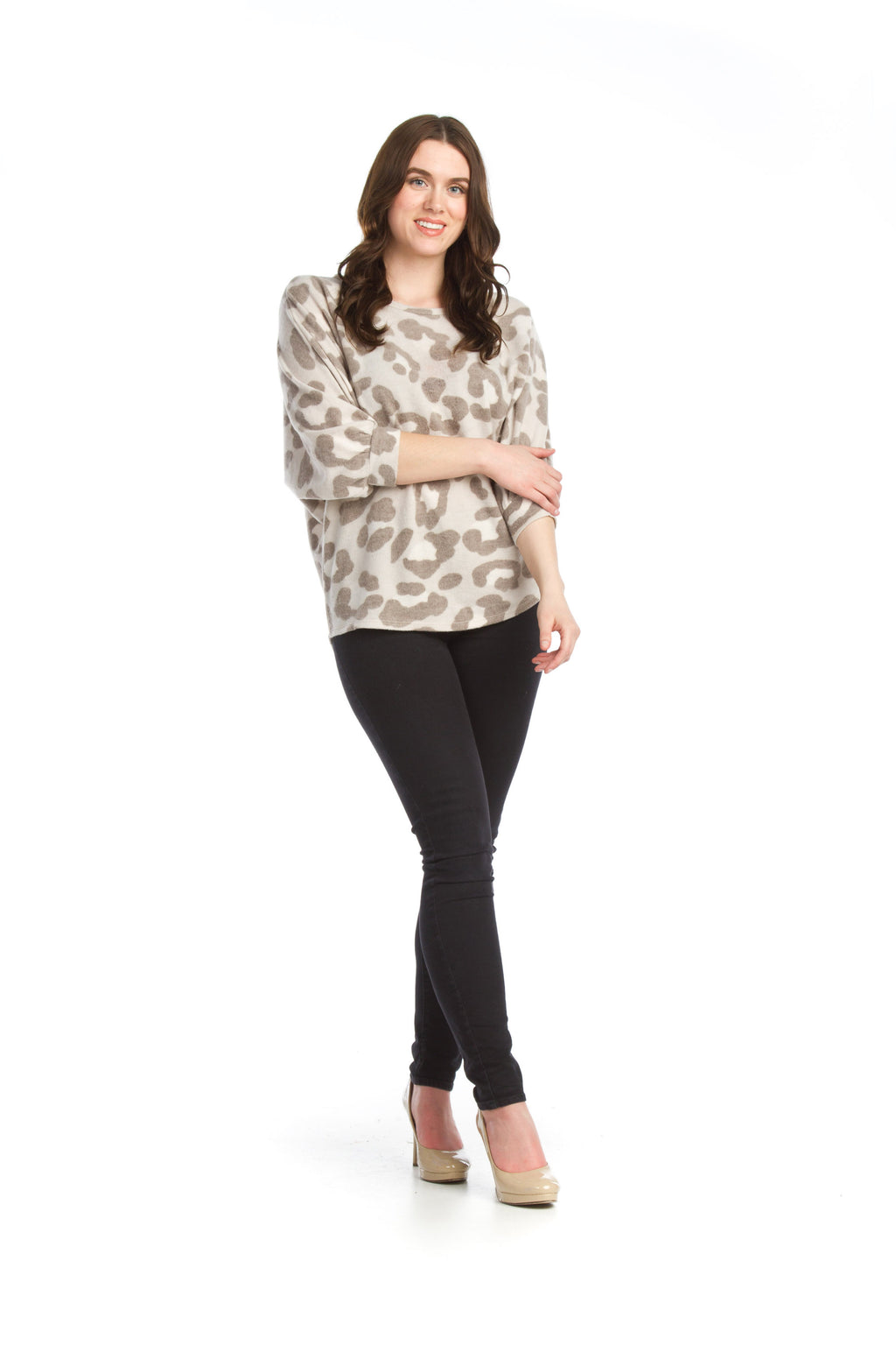 CREAM Brushed Leopard Dolman Sleeve Sweter