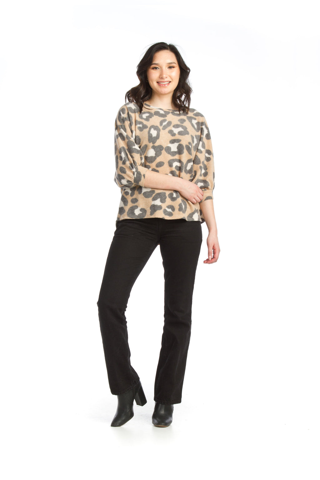 CREAM Brushed Leopard Dolman Sleeve Sweter