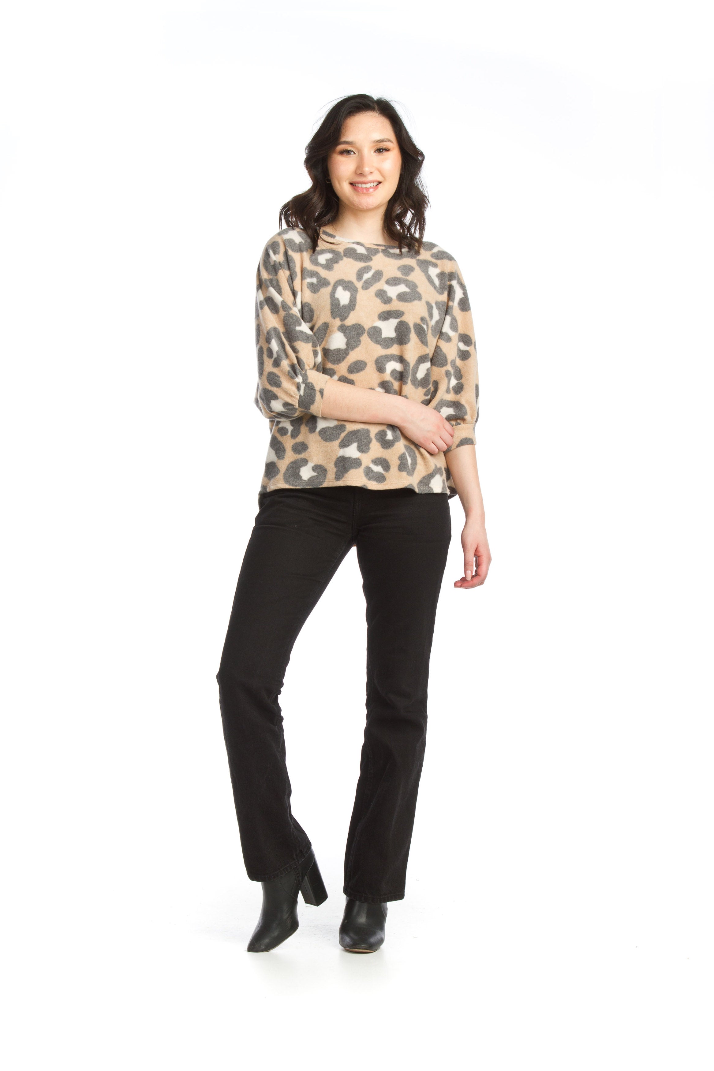 CREAM Brushed Leopard Dolman Sleeve Sweter