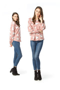 PINK Heart Shirt Hem Sweatshirt with Elastic Cuffs
