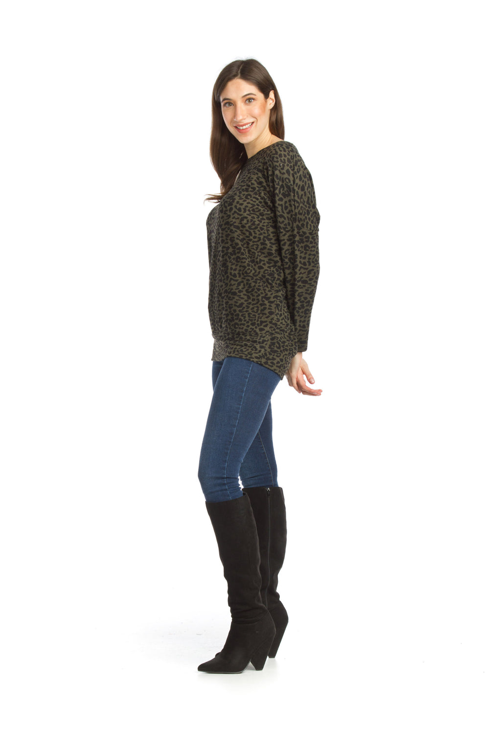 OLIVE Animal Print Oversized Sweatshirt