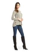 OLIVE Striped Knit Sweater with Side Button Detail