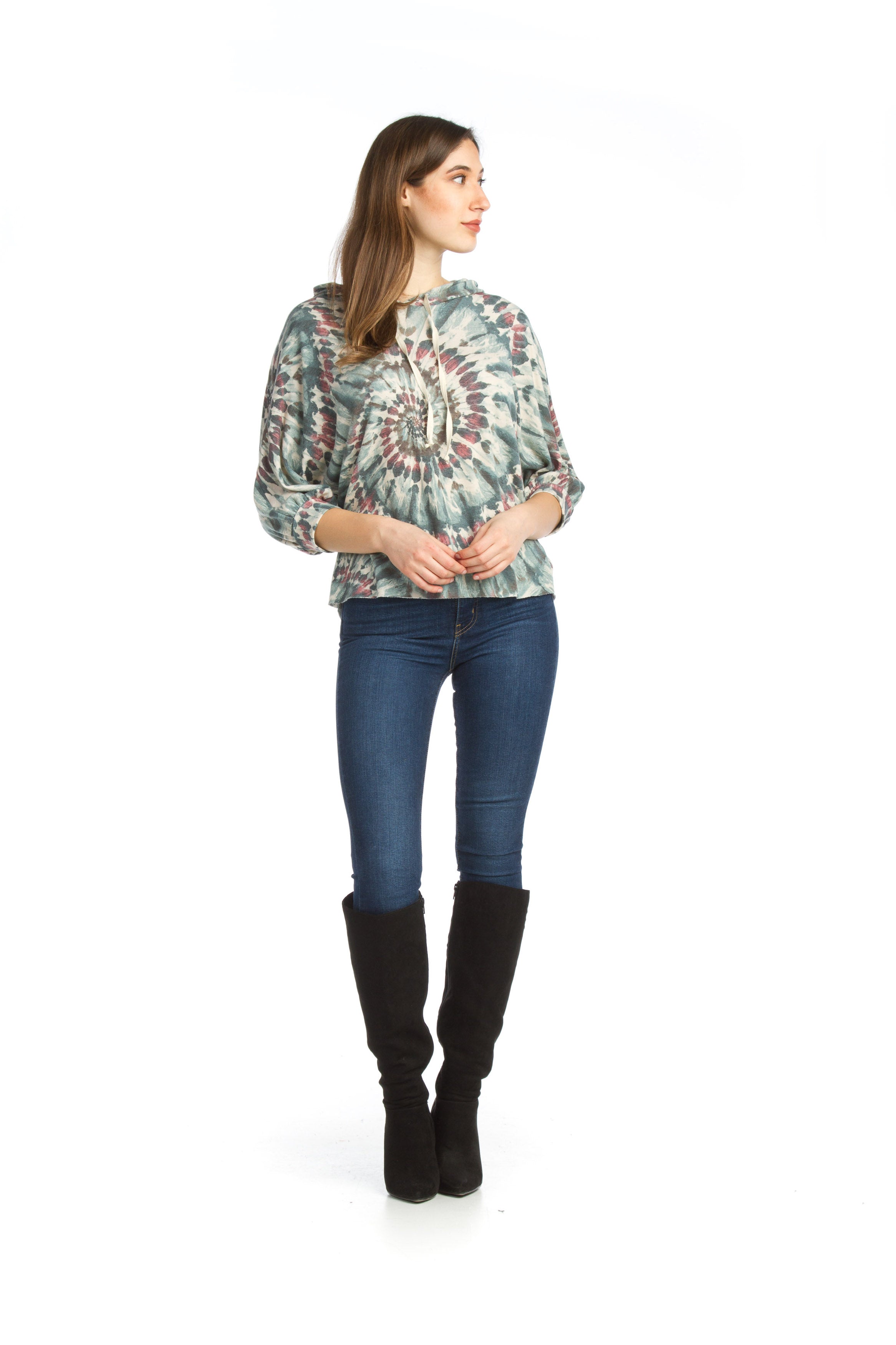 TEAL Tie Dye Dolman sleeve Hoodie