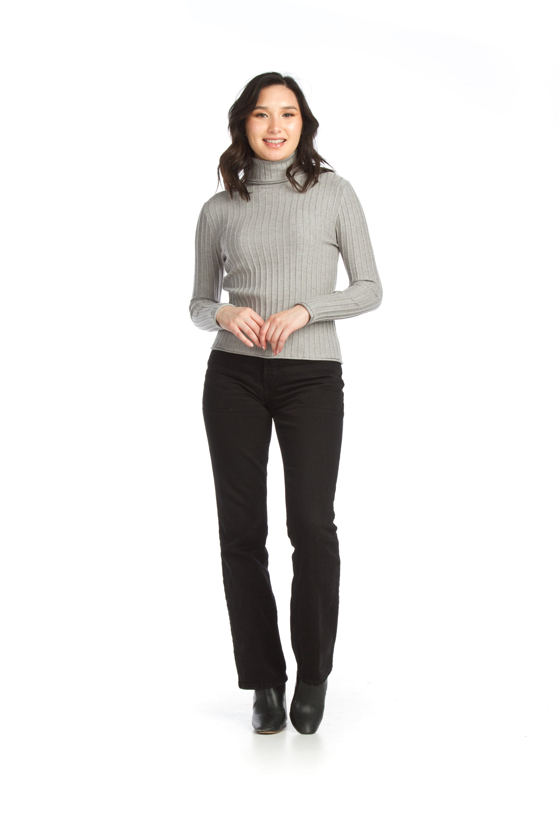 BLACK Ribbed Turtle Neck Top