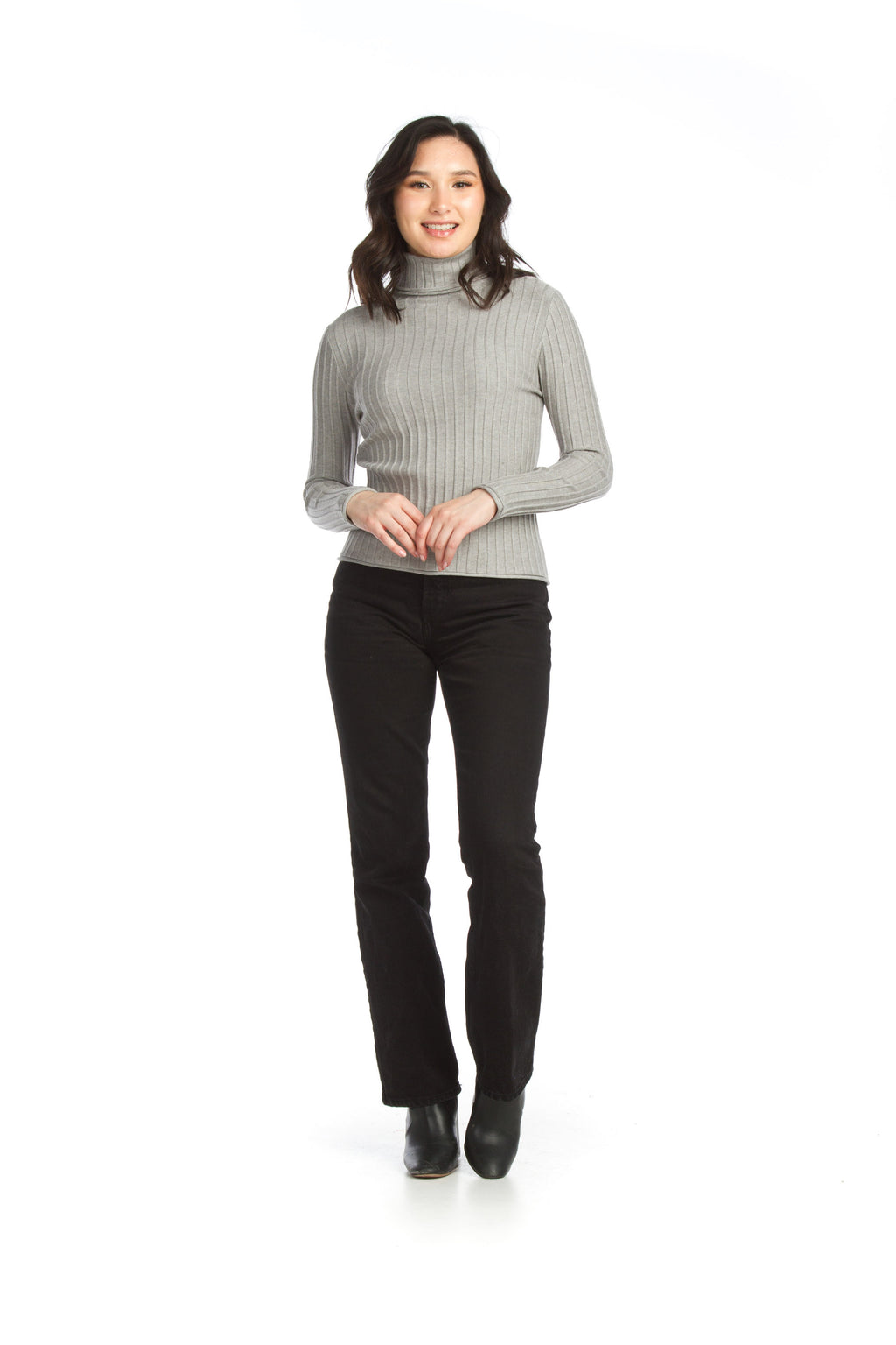 WHITE Ribbed Turtle Neck Top