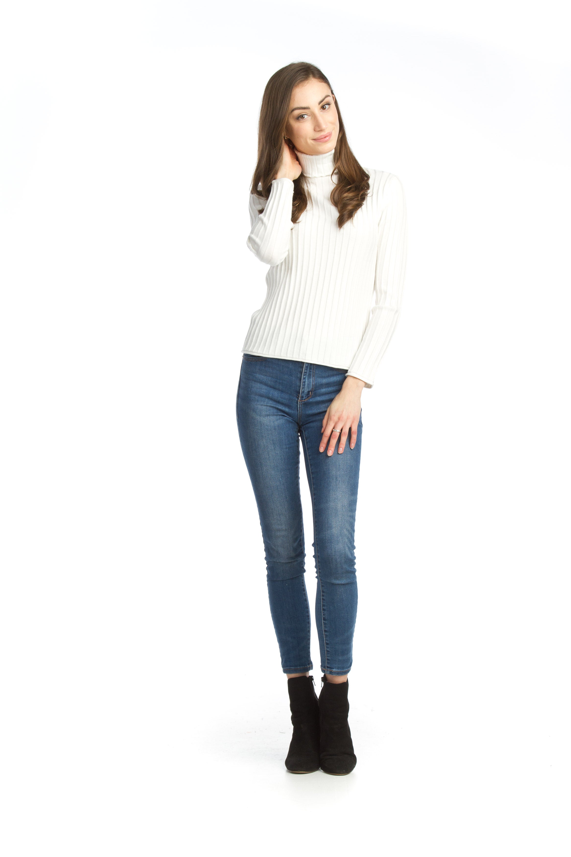 GREY Ribbed Turtle Neck Top