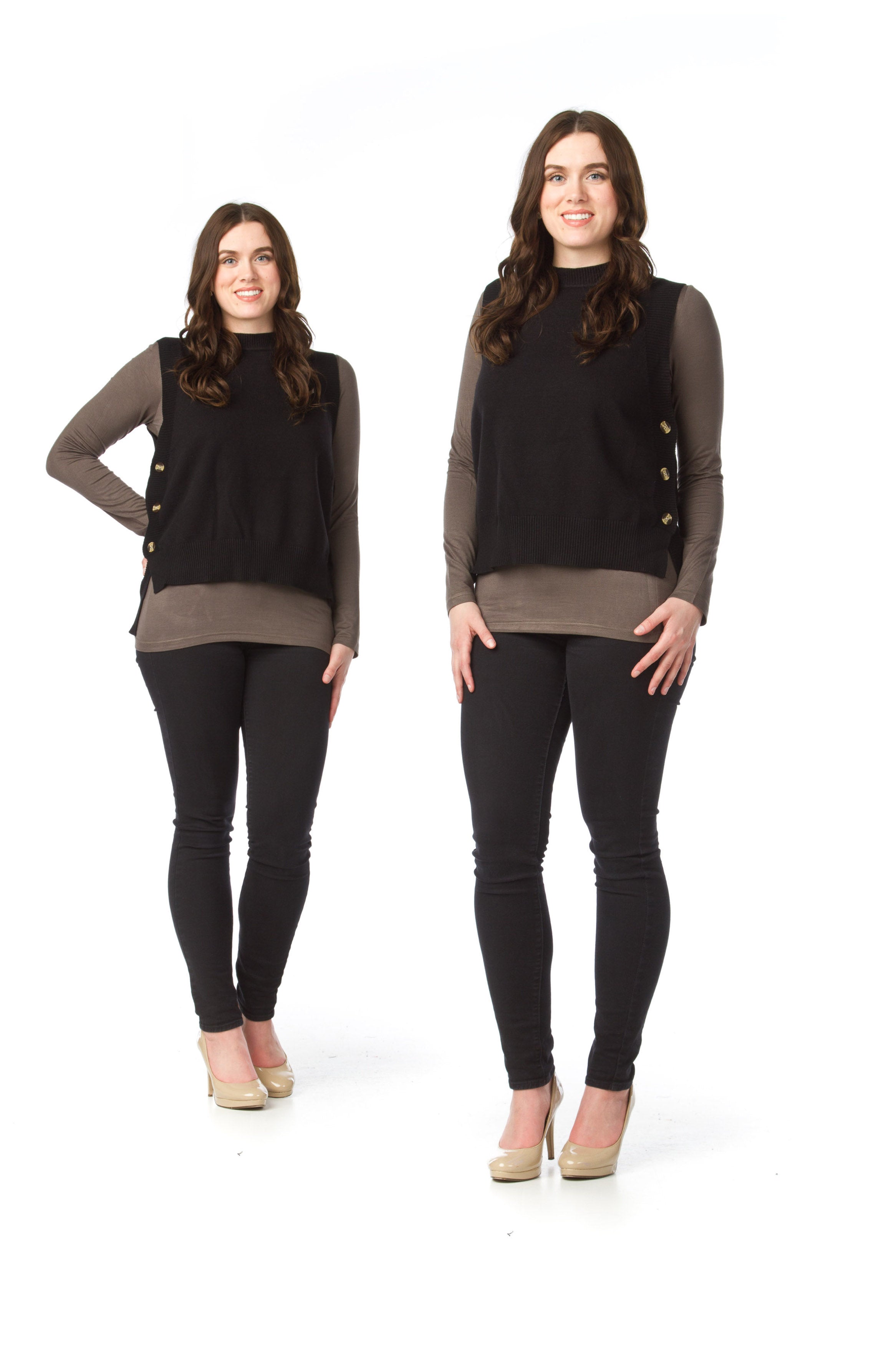 BLACK Knit Vest with Side Button Detail