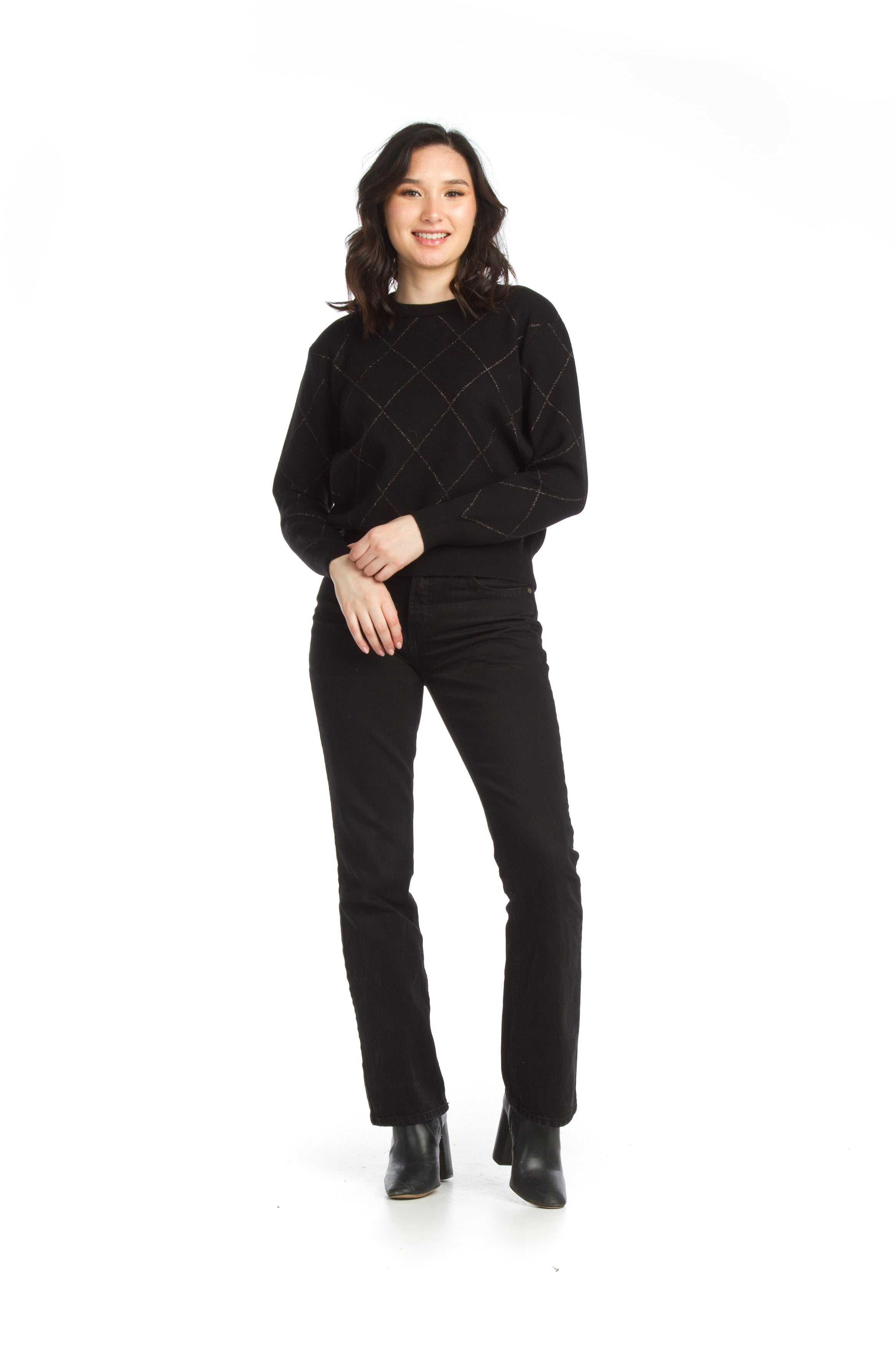 BLACK Knit Sweater with Lurex Detail
