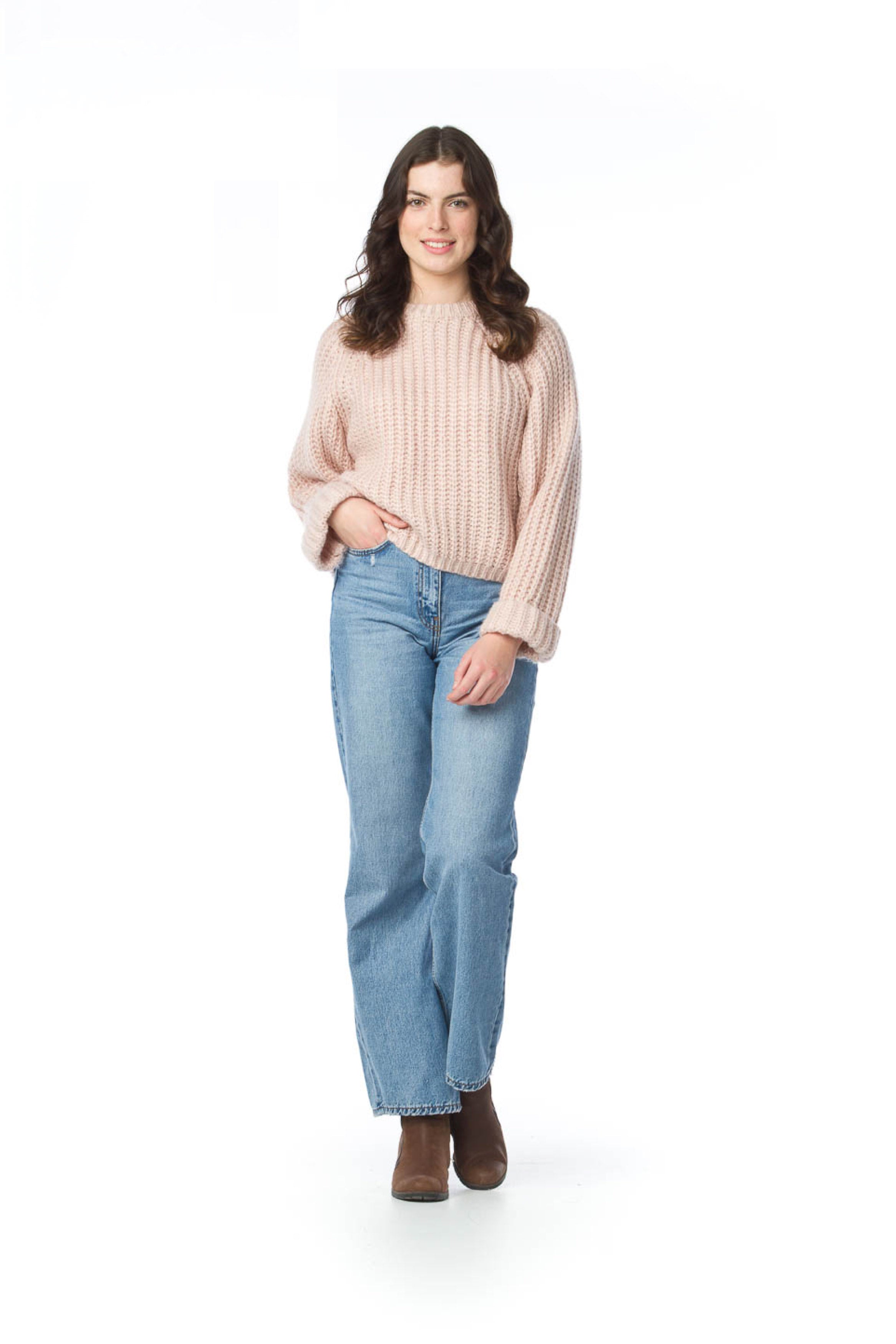 CREAM Chunky Cropped Sweater with Tulip Back