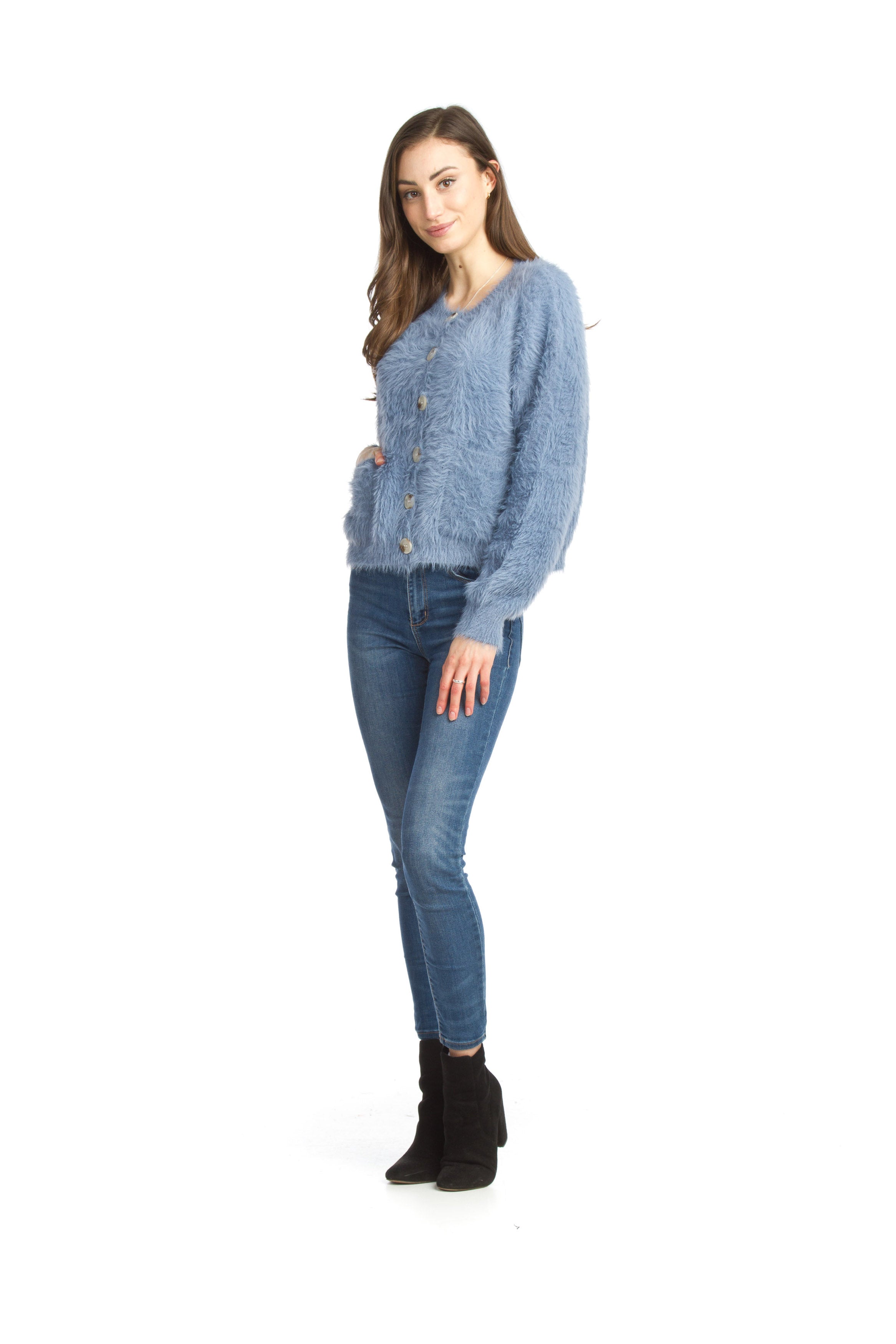 BLUSH Short Eyelash Knit Button Front Cardigan