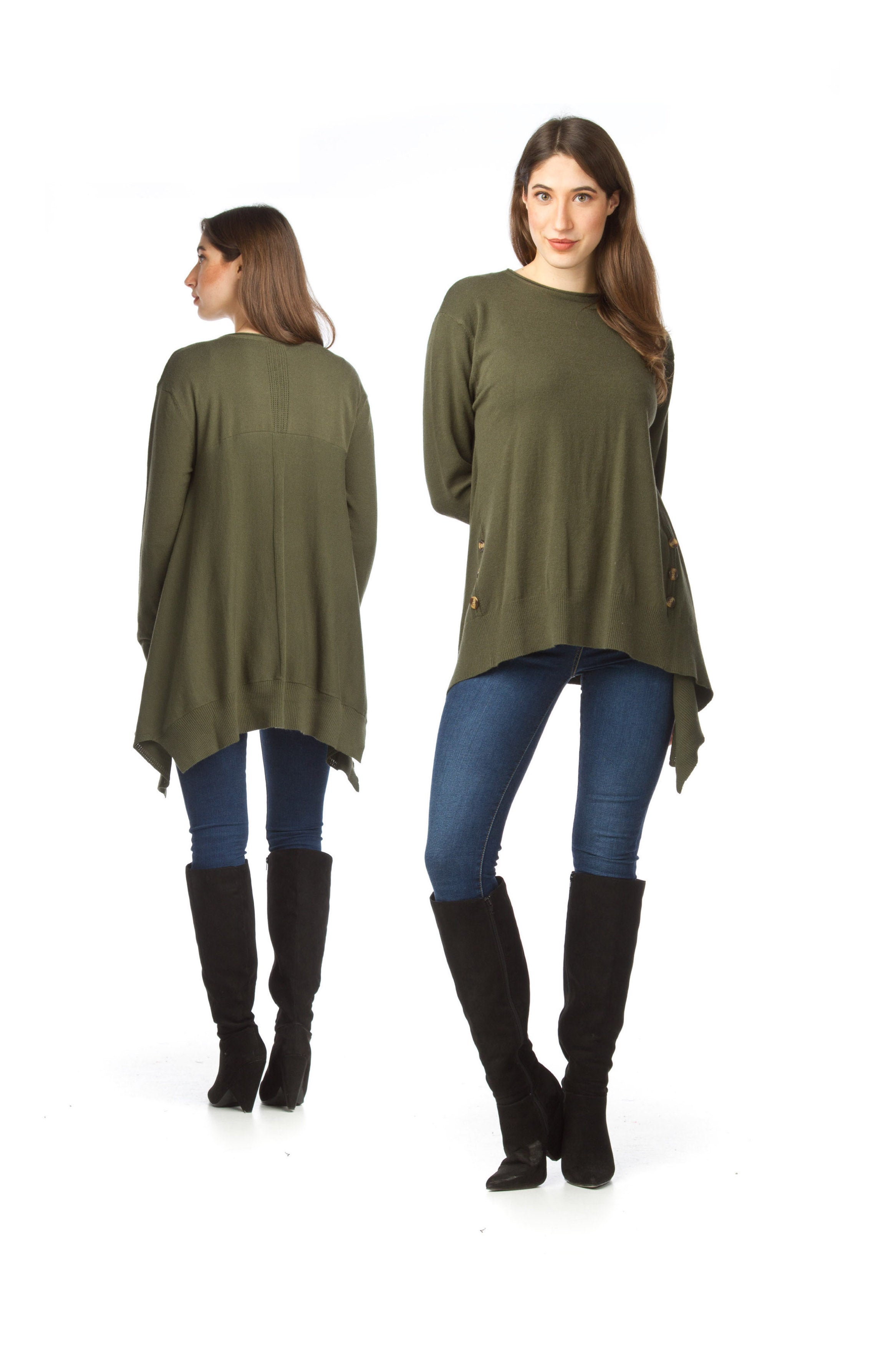 OLIVE Stretchy Oversized A-Line Tunic with Back Detail