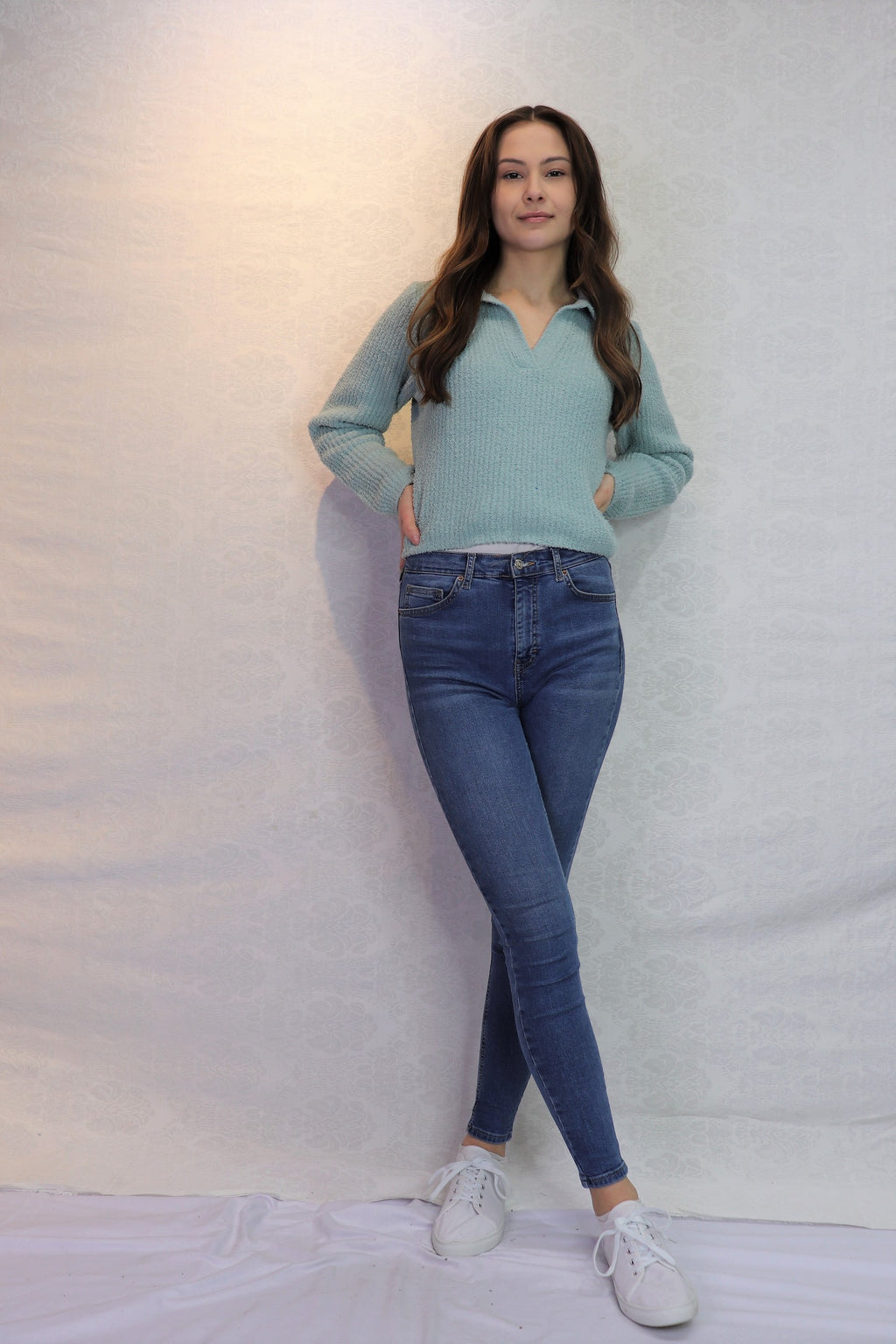 SEAFM Chenille Polo Styloe Sweater
