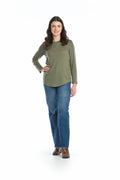 KHAKI Lightweight Sweater with Side Button Detail