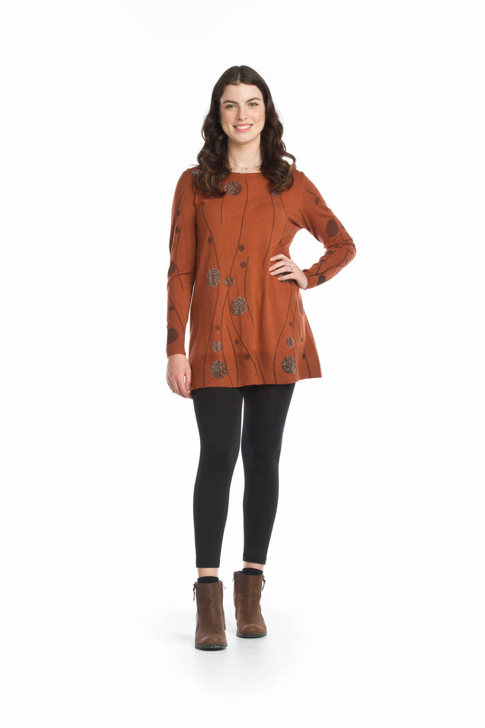 RUST Embelleshed Long Sleeve Tunic