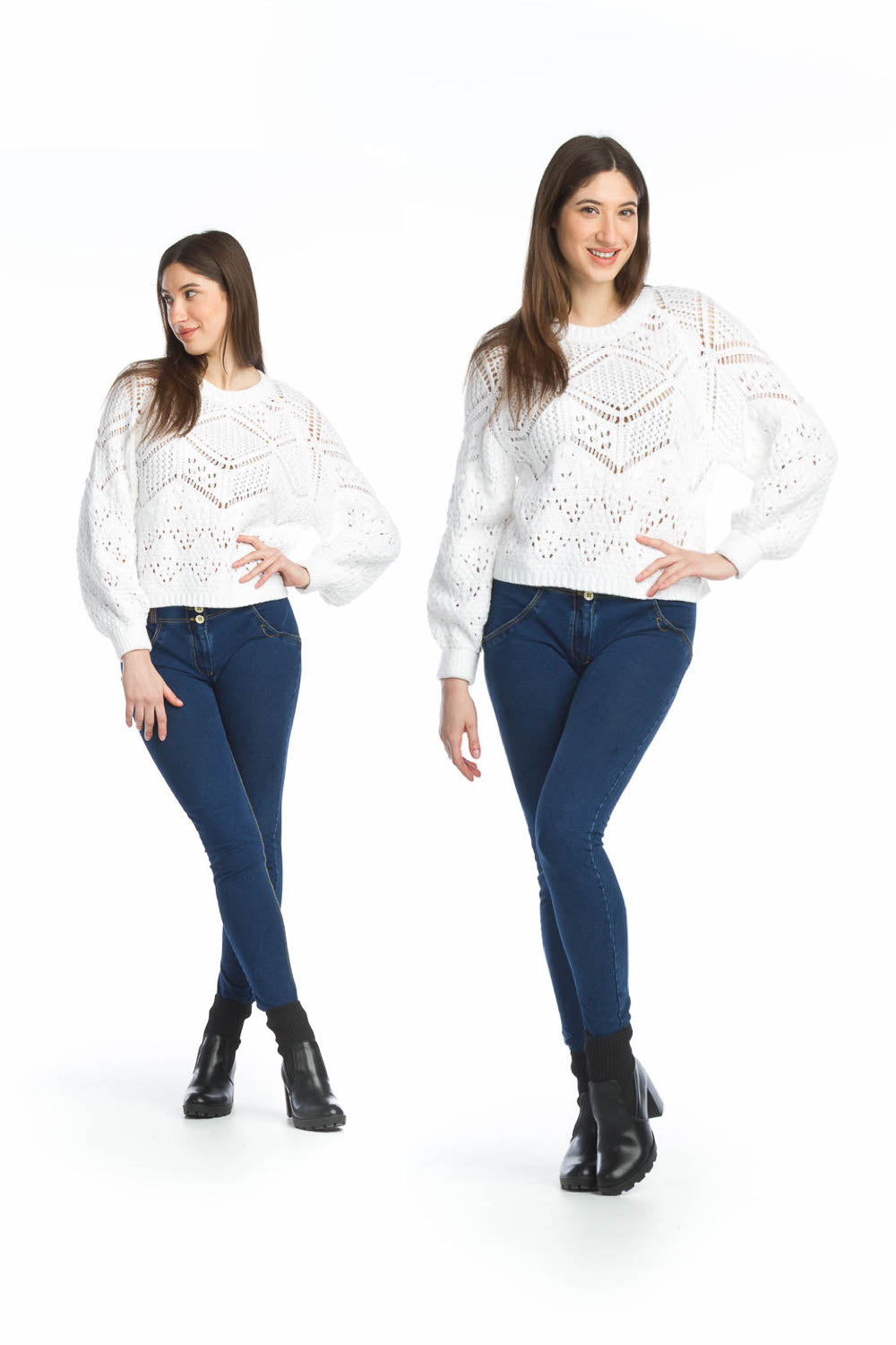 WHITE Crochet Open Knit Sweater