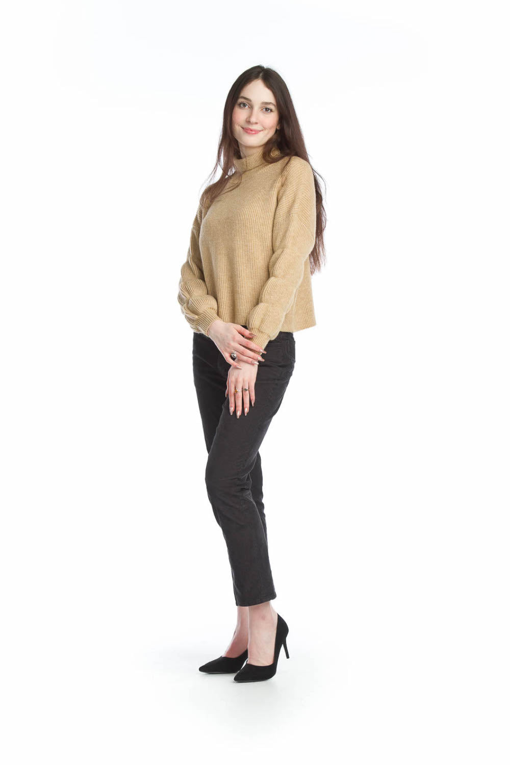 CAMEL Puff Sleeve Sweater