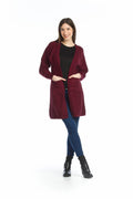 BURGN Rib Detail Long Cardigan with Pockets