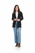 BLACK Heathered Soft Ribbed Cardigan with Pockets