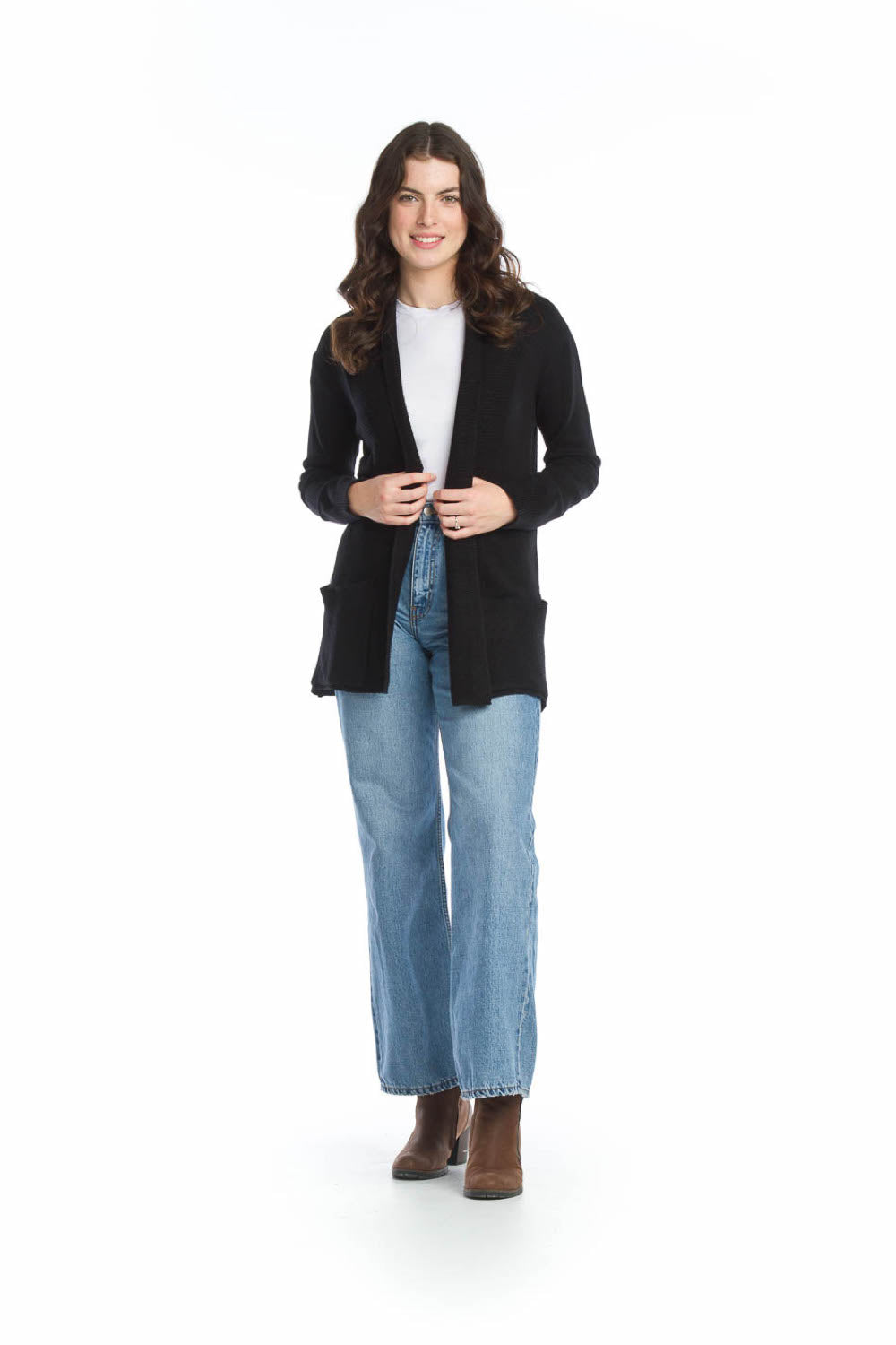 GREY Heathered Soft Ribbed Cardigan with Pockets