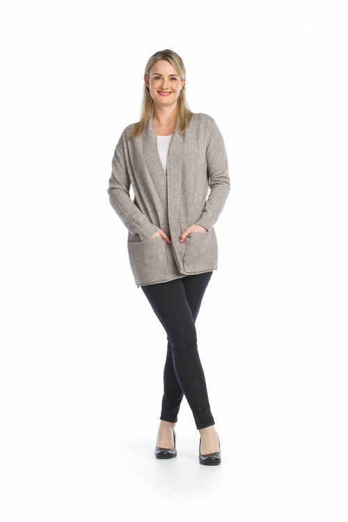 BLACK Heathered Soft Ribbed Cardigan with Pockets