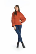 RUST Cable Knit Oversized Cropped Sweater