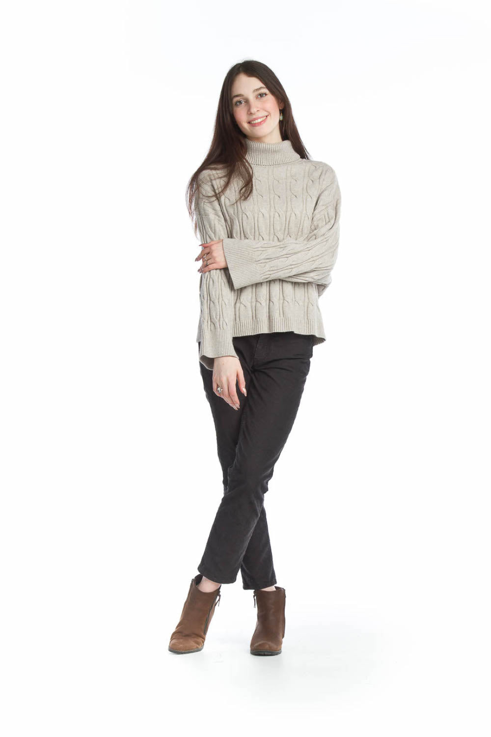 RUST Cable Knit Oversized Cropped Sweater
