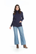 NAVY Turtle Neck Sweater with Patch Pockets