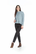 BLUE Heathered Cable Knit Mock Neck Sweater