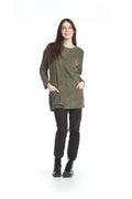 KHAKI Textured Tunic with Patch Pockets
