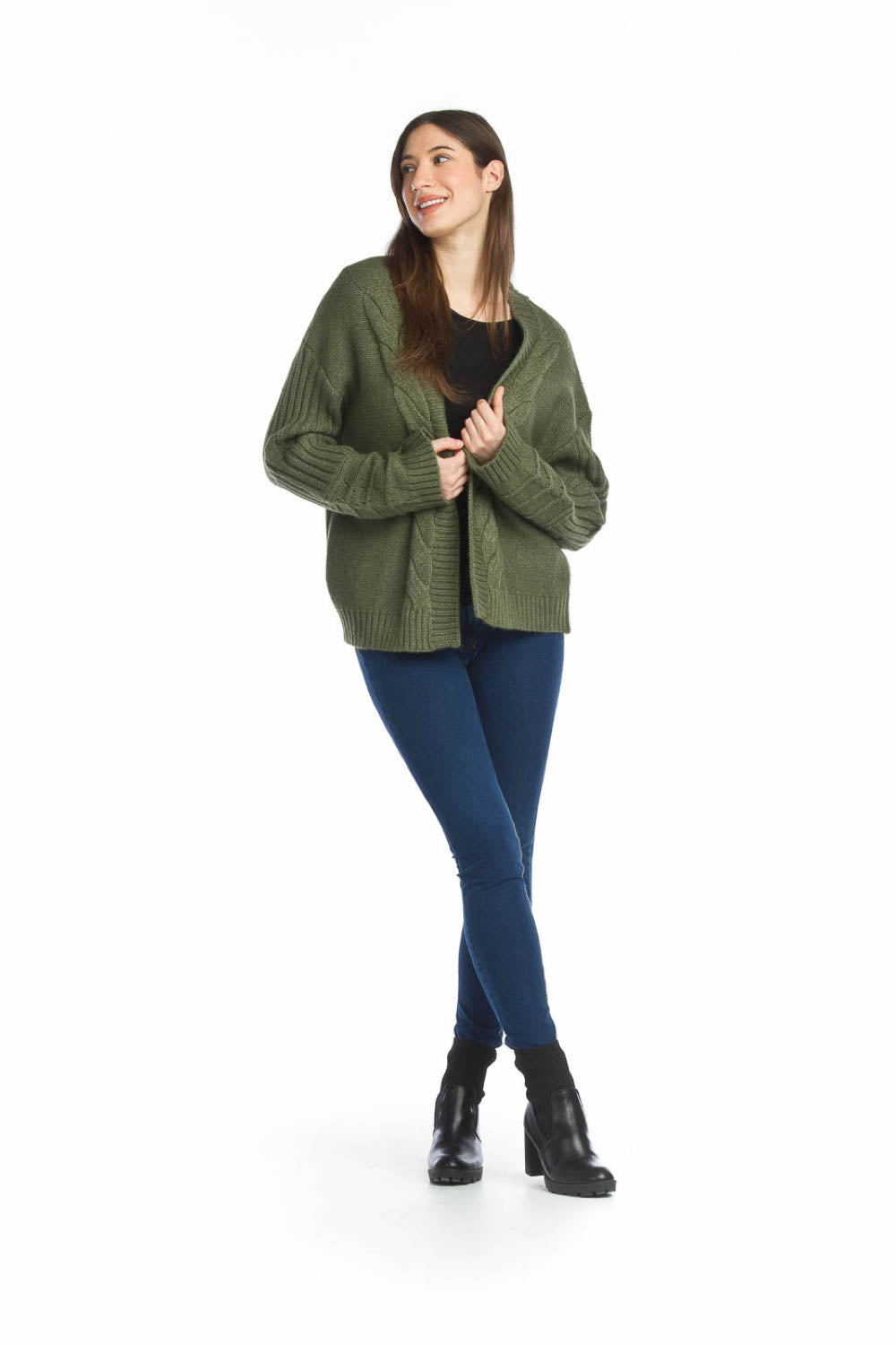 KHAKI Cable Knit Cardigan