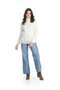 CREAM Cable Knit Turtle Neck Sweater w Tassel Trim