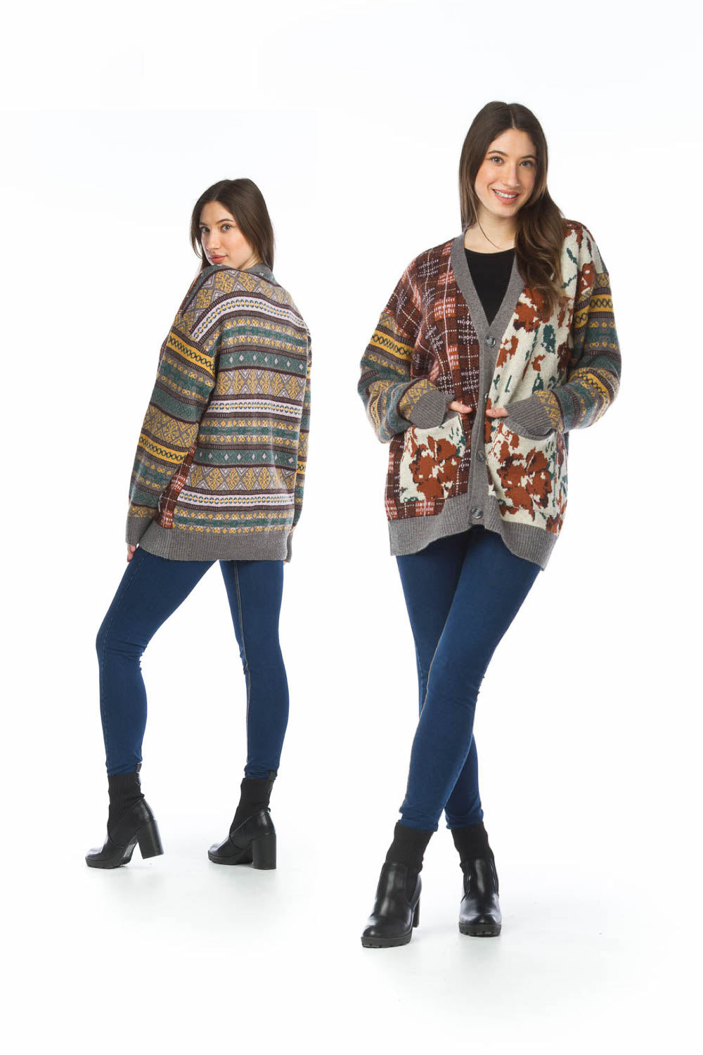 MULTI Patchwork Look Oversized Cardigan