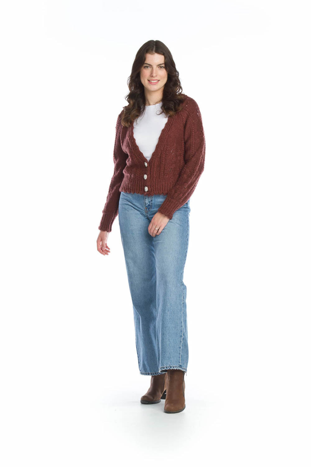 BROWN Chunky Crop Cardigan