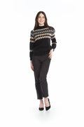 BLACK Fairisle Knit Mock Neck Sweater