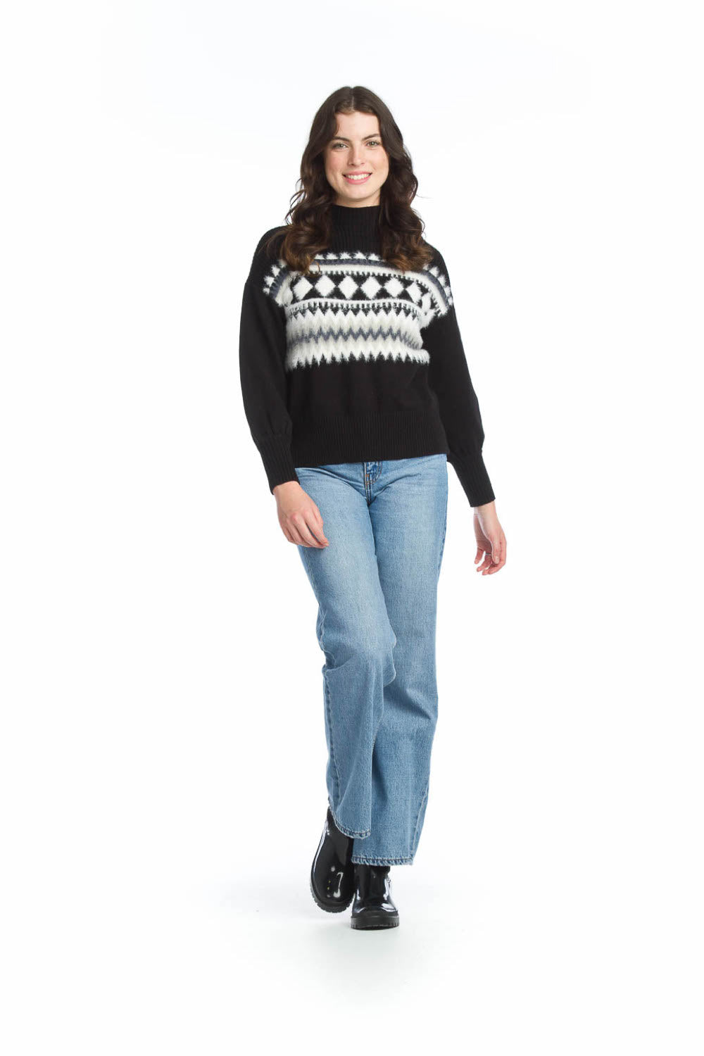 BLKWH Eyelash Fairisle Knit Sweater