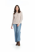 BLUSH Duotone Chenille Cable Knit Sweater