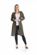 BROWN Heathered Knit Cardigan with Patch Pockets